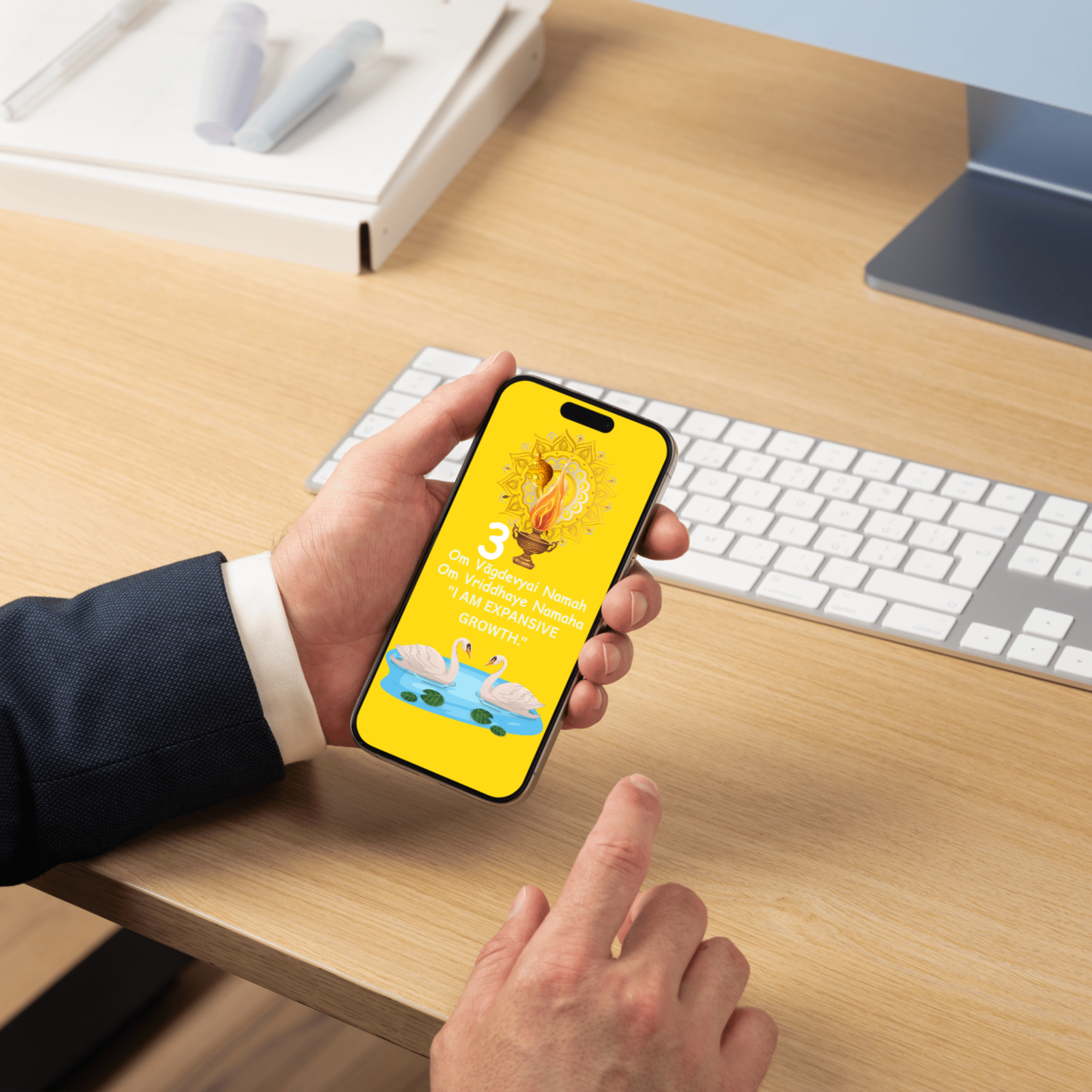 Divine Guru's Wisdom: Mulank 3 Growth & Fortune Wallpaper